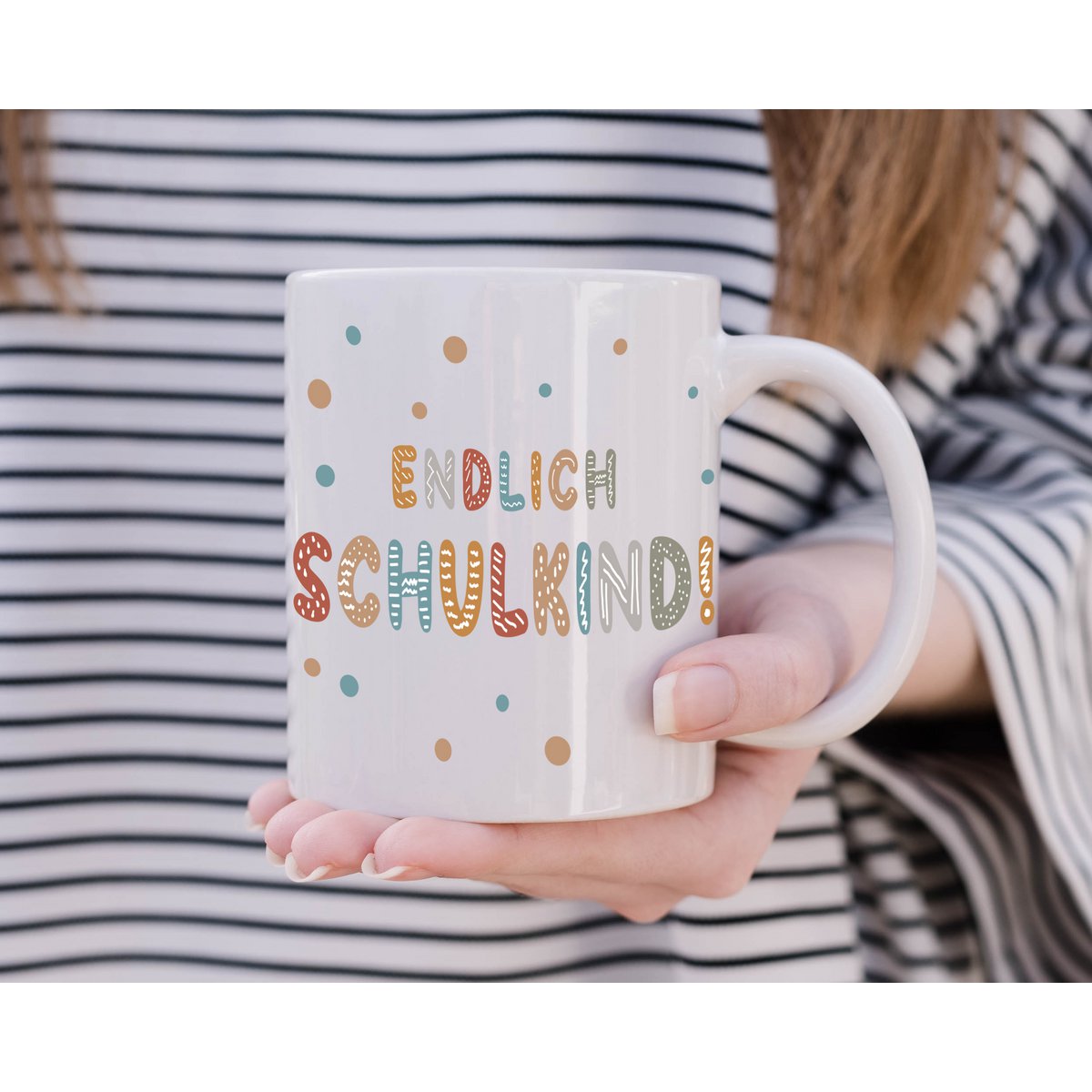 Cup with saying "Finally school child"