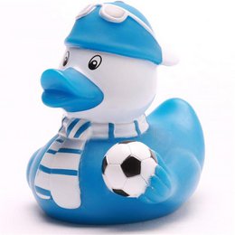 Tifoso di calcio papera di gomma blu e bianco - papera di gomma