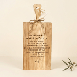 Oak wood board “Where love dwells, a home is created” – Housewarming gift & home purchase | 34 × 15 cm 