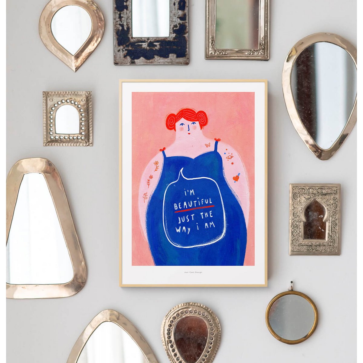 Ich bin schön | Illustration Frauen Kunstdruck
