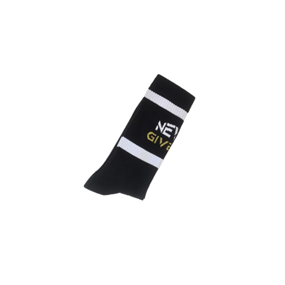NEVER GIVE UP BLACK SOCKS