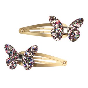 Glitter vlinder haarspeldjes (set van 2) - Feeën in de tuin