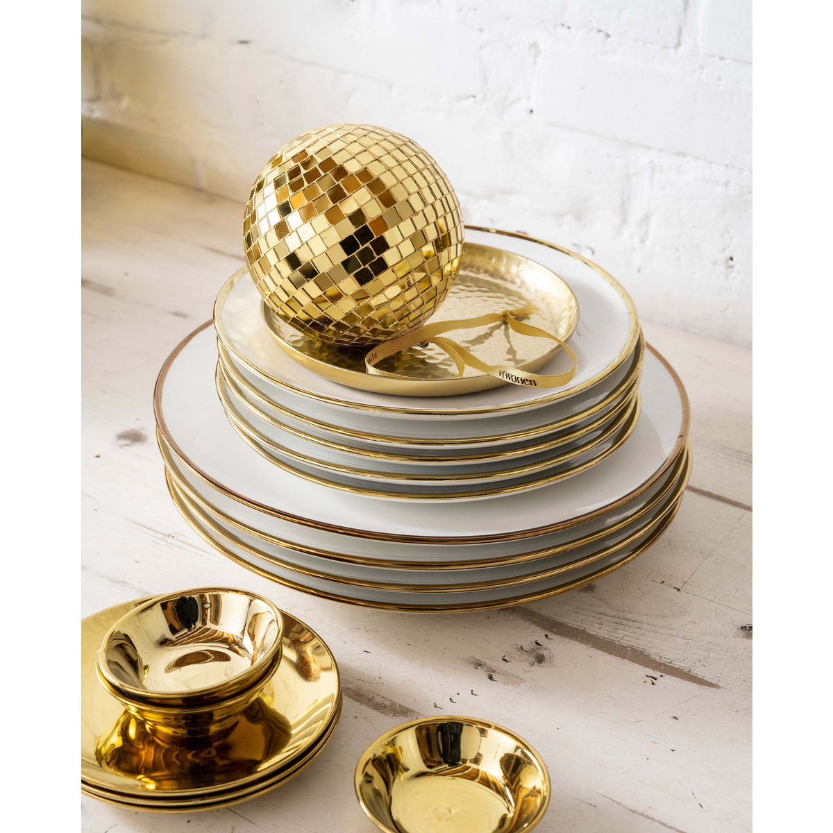 Set/4 Plates Gold 12cm
