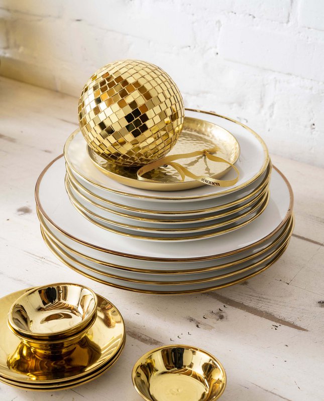 Set/4 Plates Gold 12cm