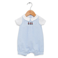 Romper Royal Guards Embroidery - Light Blue and White Striped