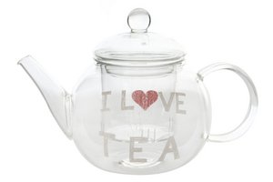 BOROSILICATE TEAPOT 14X8X15 250 ML, I LOVE TEA PC186171