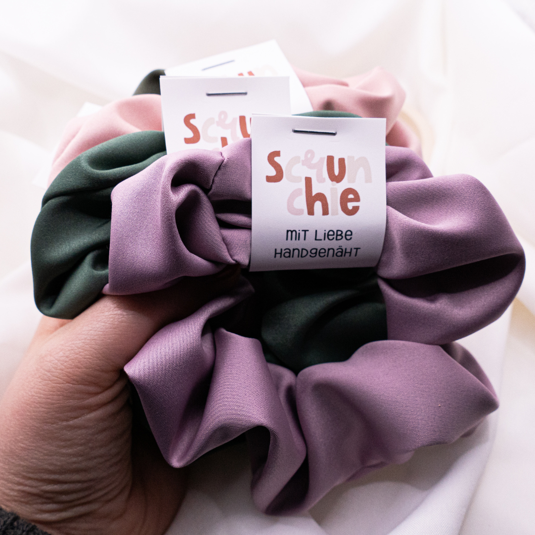 Elastico per capelli in raso viola lavanda - elastico per capelli lucido cucito a mano