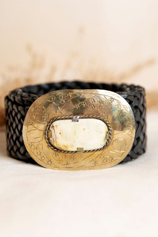 Black leather belt width
