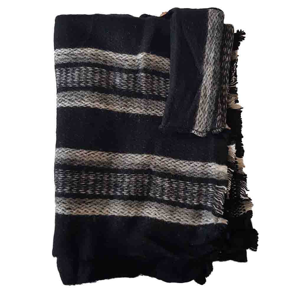 Poncho de Alpaca Negro - Hecho en Ecuador
