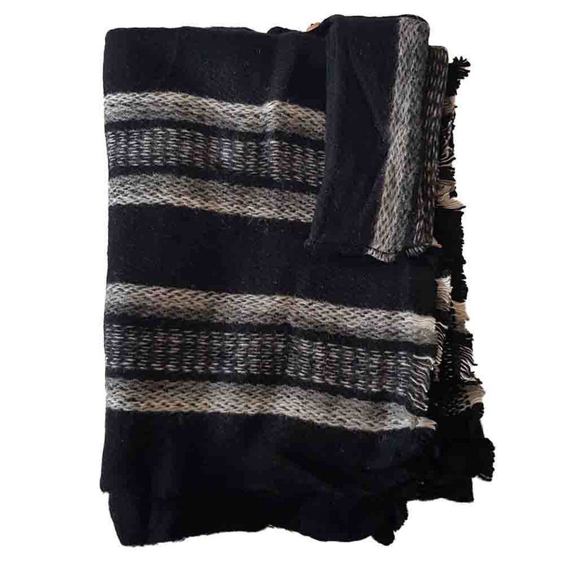 Poncho Alpaca Nero - Prodotto in Ecuador