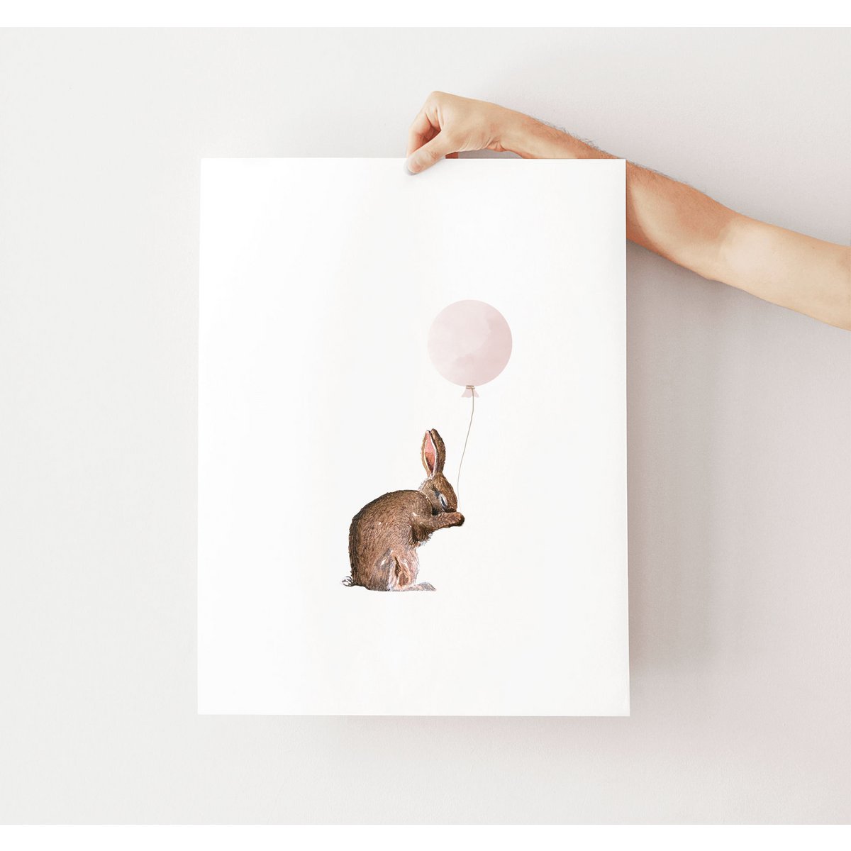Lapin avec affiche de ballon rose, affiche de lapin, affiche de ballon, affiche de lapin mignon, affiche de chambre de filles roses, imprimé de lapin mignon, impression d'art de crèche de filles, chambre de filles