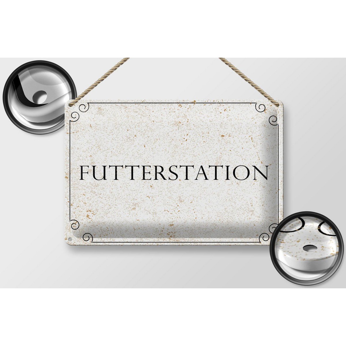 Panneau en tôle avis 20x30 cm station d'alimentation panneau décoratif beige