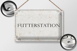 Panneau en tôle avis 20x30 cm station d'alimentation panneau décoratif beige