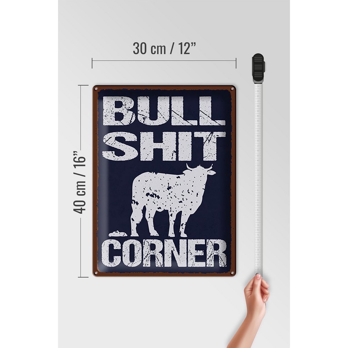 Tin sign saying 30x40cm Bullshit Corner funny