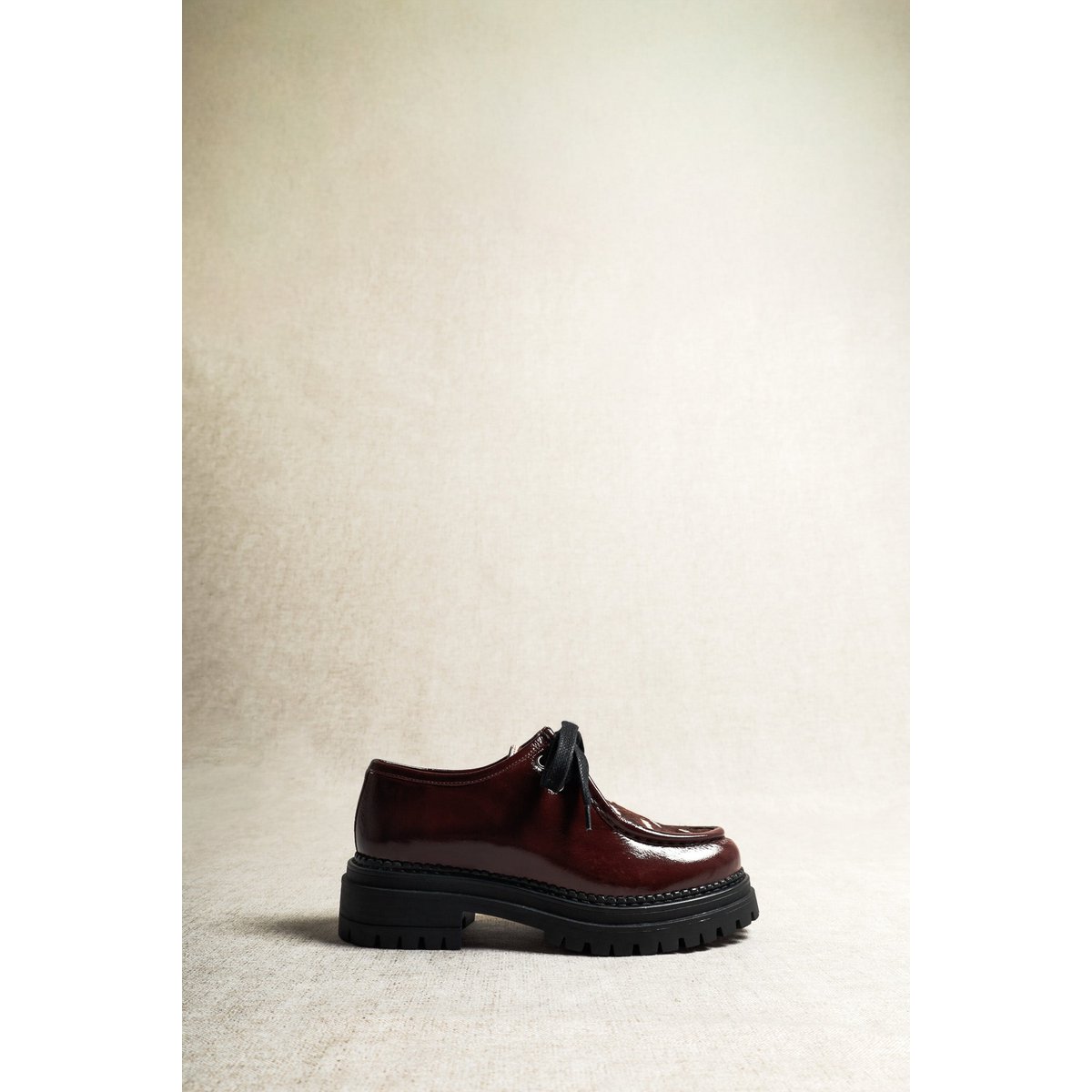 ODDA CASTAGNA BRUIN – Leren dikke loafers met Bambi-haardetail