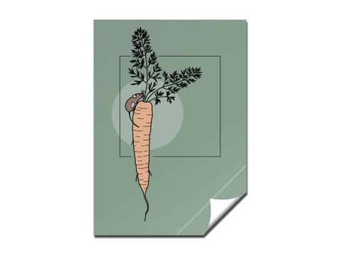 Sticker muis met wortel DIN A7