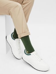Bio Socken Retro Style - Grüne Tennissocken mit gesticktem Logo