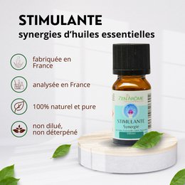 Synergy of Stimulating essential oils - 10 ml - Use for Diffusion - Packaged in France
