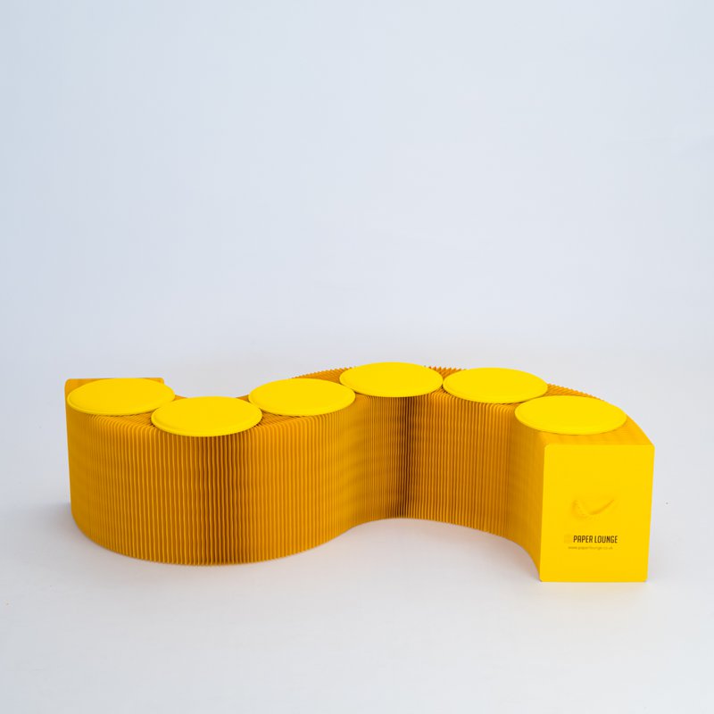 Foldbar papirbænk - gul