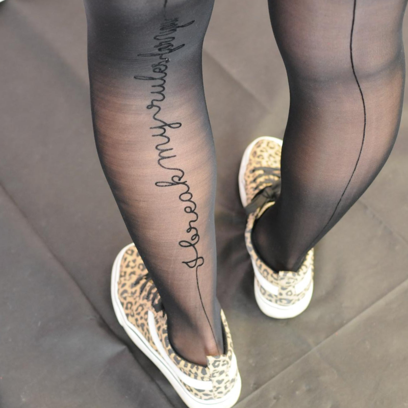 1-Pair %23StatementTights I BREAK MY RULES FOR YOU "Message on Tights" black tights 40 DEN