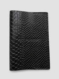 Black python embossed genuine Italian leather passport holder, luxury pet accessory, handmade.