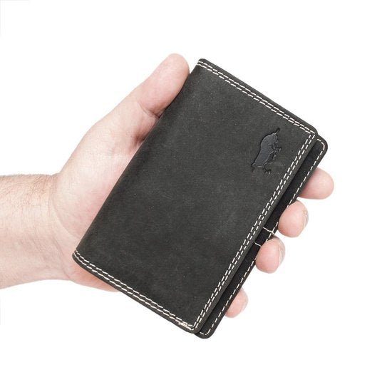 Kompakt vintage læder damer tegnebog sort RFID - stilfuld og praktisk damer tegnebog med RFID beskyttelse, kompakt design.