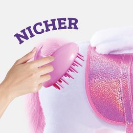 PonyCycle toy Accessories Feed & Care Set - Pink& Blue-5-Piece Assortment, Grooming Brush, Pet Brush, Carrot, Sticker, Name Tag