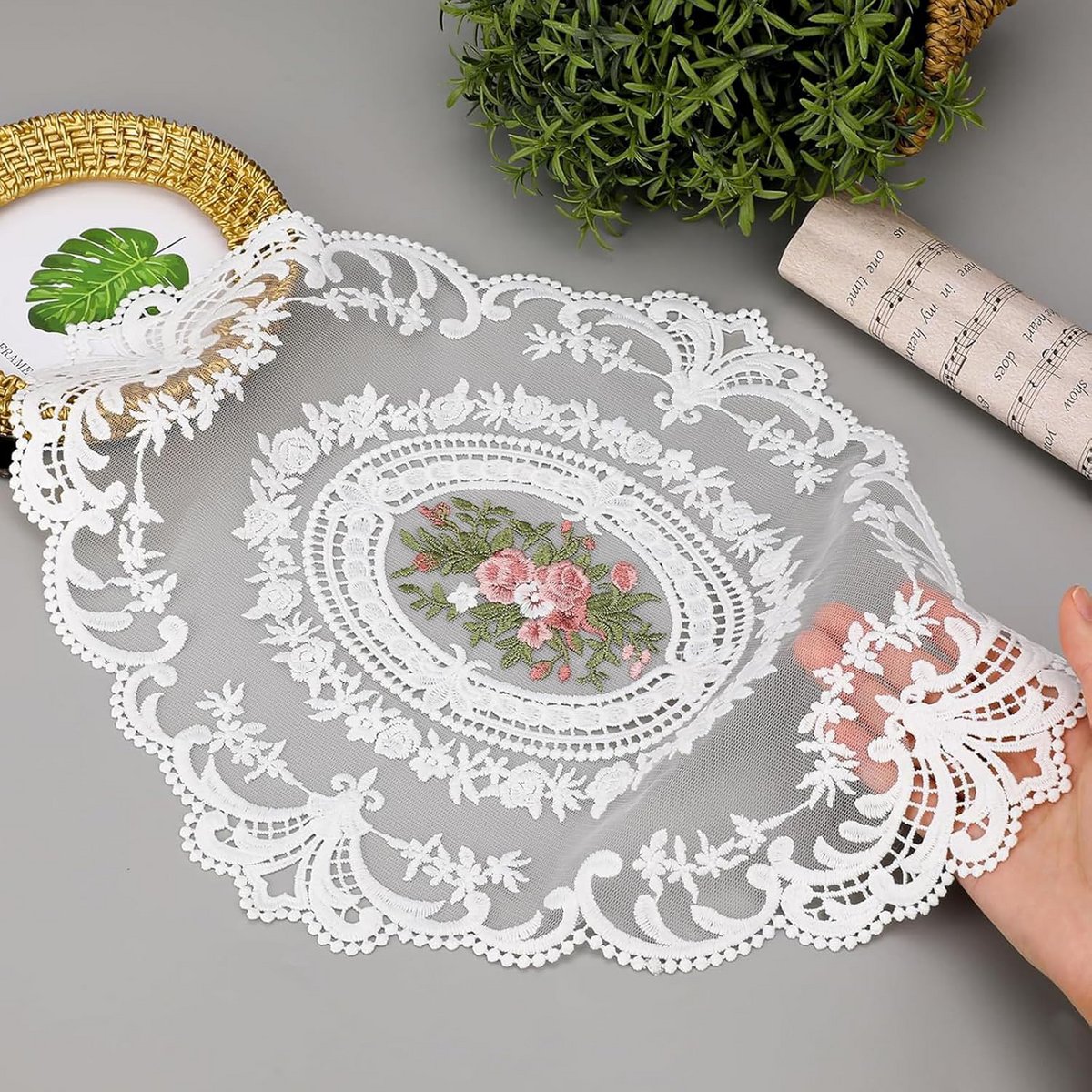 Round Table Mats – Vintage Lace Cotton – 2 Pcs Set