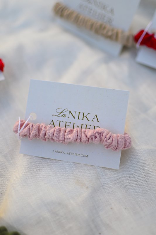 Skinny No plastic Elastic Linen Scrunchies - Linen Hårbånd