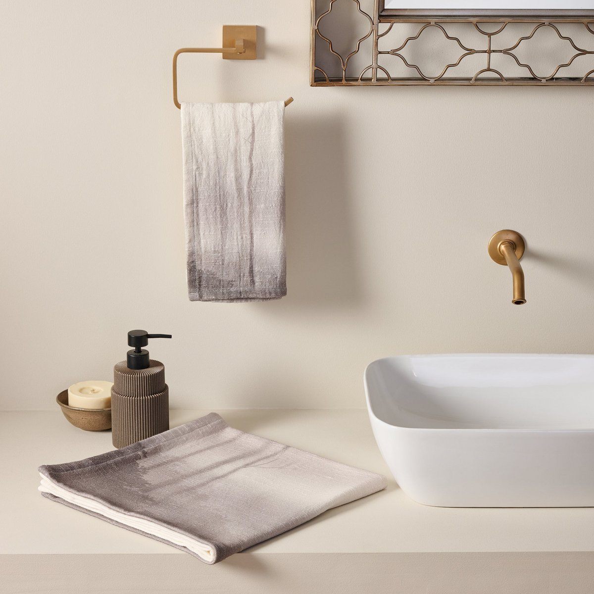 Handtuch-Set | Slub-Badewanne, strukturiert, weiß | Baumwolle