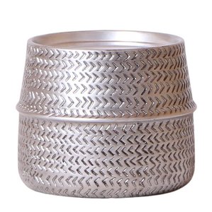 Kolibri Home | Groove Flowerpot - Silver Ceramic Sierpot - Ø12CM