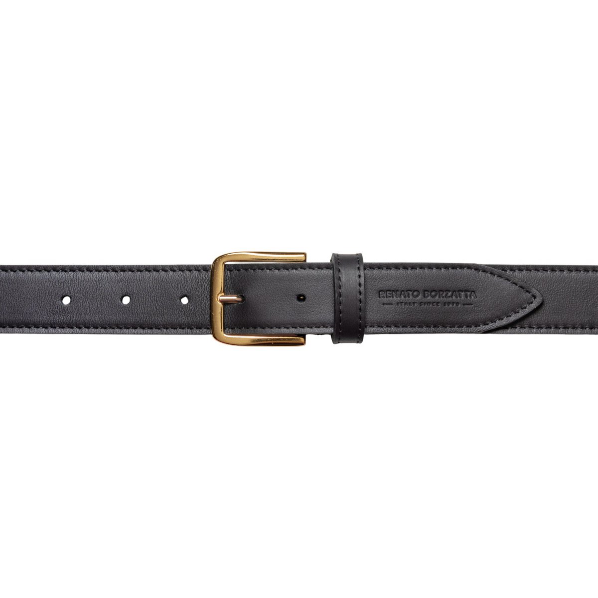 RB4020A | Made in Italy Women's Belt in Genuine Soft Sauvage Leather. Buckle in shiny gold finish. Color: Black. Dimensions: 115 x 3.0 x 0.5 cm (waistline 100 cm)