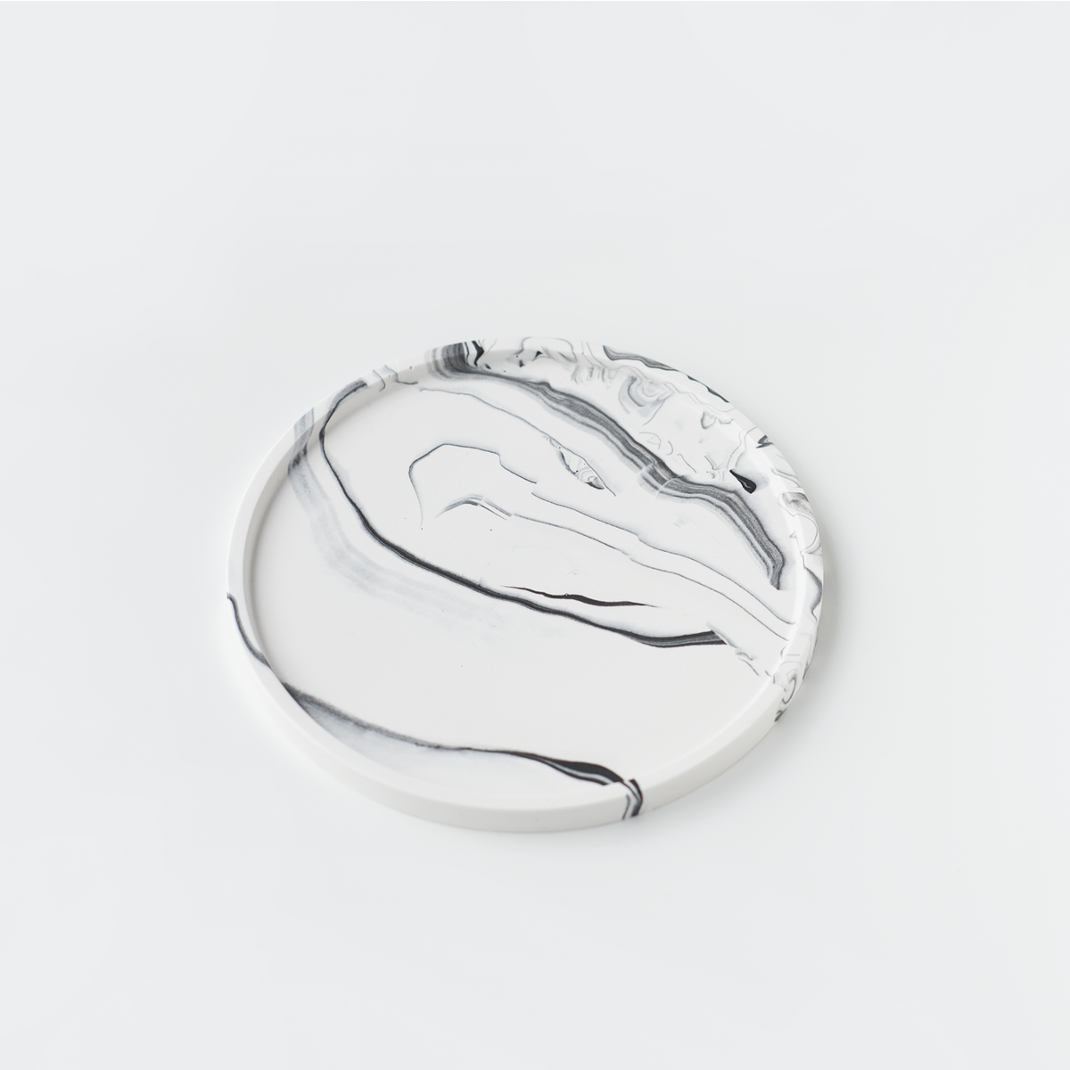 Jesmonite White Marble Round Trinket Tray