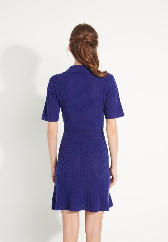 AVA 17 Polo krave kjole i midnatsblå cashmere
