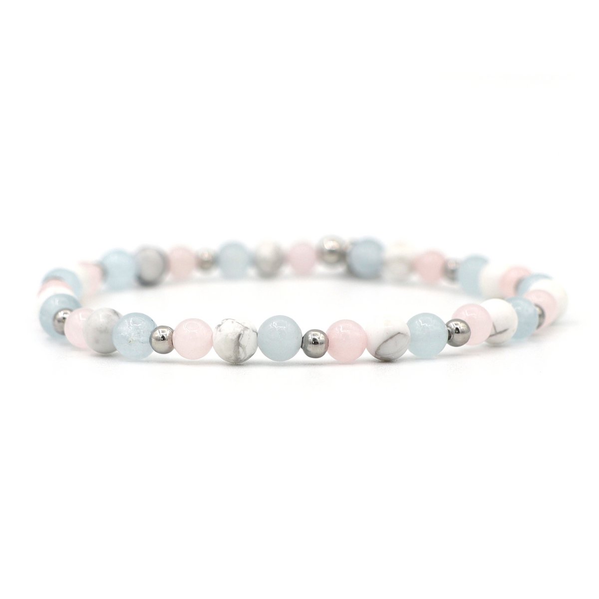 Natuursteen armband friendship, zilver en goud