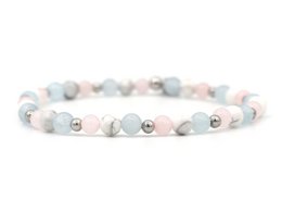Natuursteen armband friendship, zilver en goud