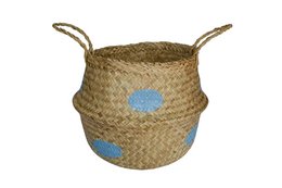 Panier en jonc de mer pois bleu pastel S Isabelle Rose