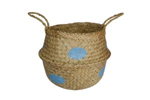 Sea grass basket pastel blue dots S Isabelle Rose