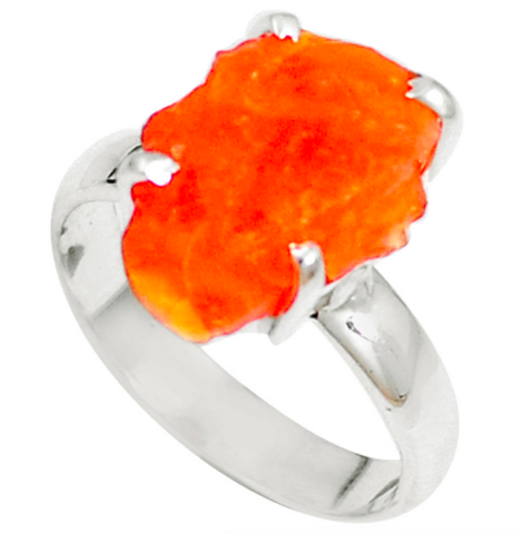 „Colorful Life“-Ring aus mexikanischem orangefarbenem Opal und 925er Silber
