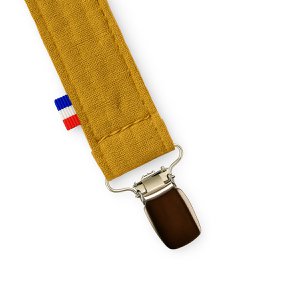 Organic Cotton Pacifier Clip Teddy Honey