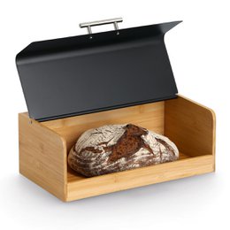Brotkasten, Bambus/Metall/Edelstahl, schwarz FSC 100%