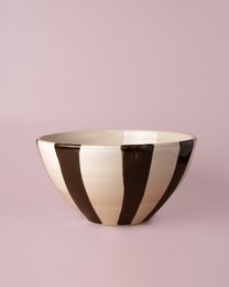 Ceramic Salad Bowl 21cm - Brown and Pink / Chocolate