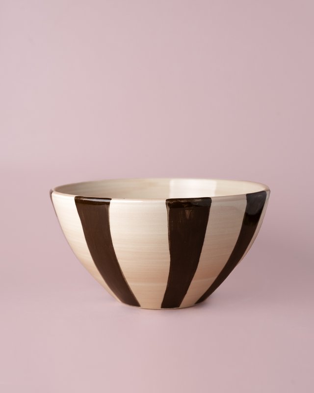 Ceramic Salad Bowl 21cm - Brown and Pink / Chocolate
