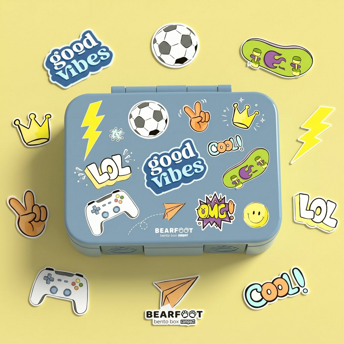 Leaf kan met compartimenten, licht en lek - sticker blauw