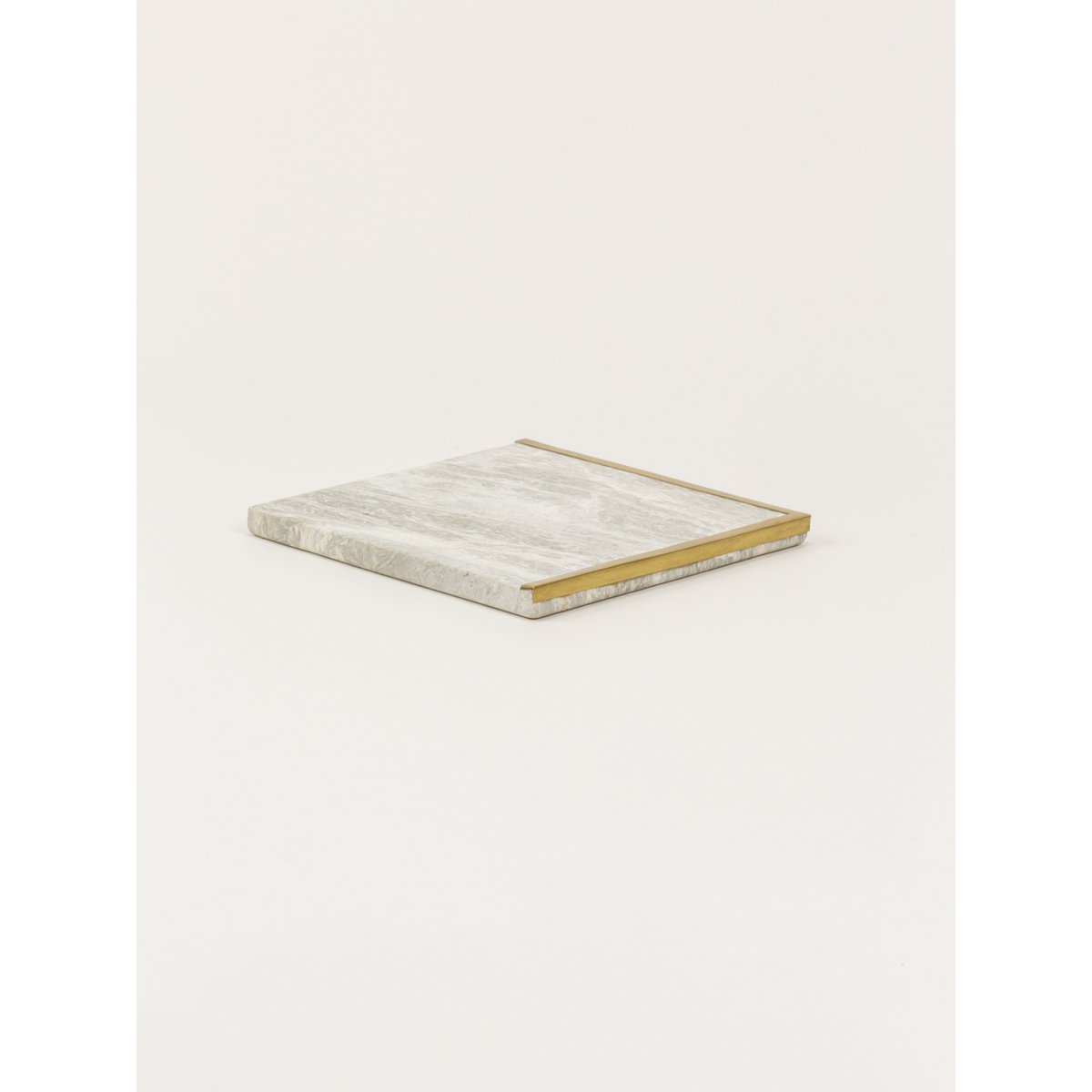 Square natural stone bottle coaster with half edges in brass