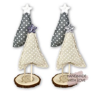 Fabric trees fir dots set of 2