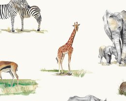 Safari Dieren Kinderbehang - Ivoorkleur