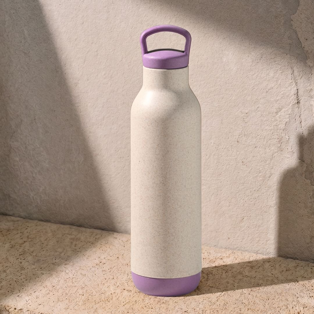 Ecofy Earth Friendly Eco Spring Water Bottle for Office & Schools | Stainless Steel Water Bottle for Kids and Adults Made with Rice Husk | Leakproof |1 Unit, 900 ml | TUV Certified