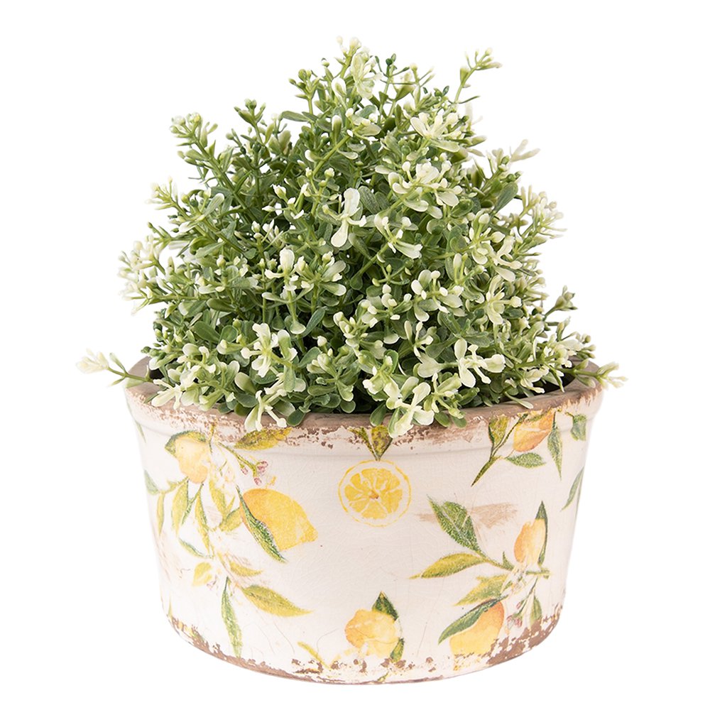 Flowerpot Ø 16x9 cm yellow ceramic lemon flowerpot inside