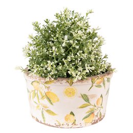 Flowerpot Ø 16x9 cm yellow ceramic lemon flowerpot inside